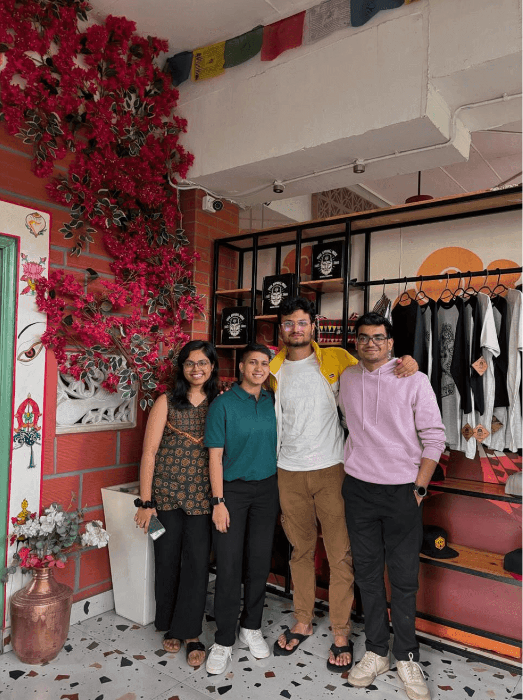 Kshitiz with friends at a cafe