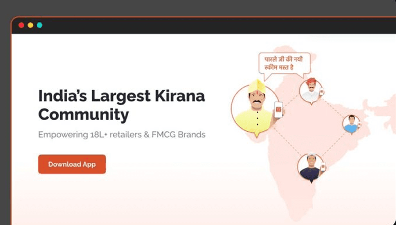 Designed India's Largest Kirana Community landing page