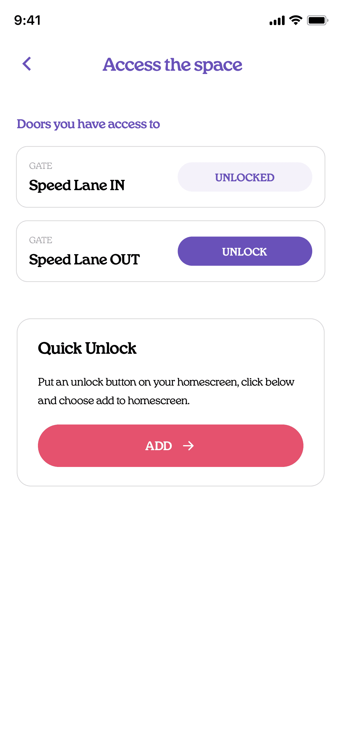 Drop-in app screen