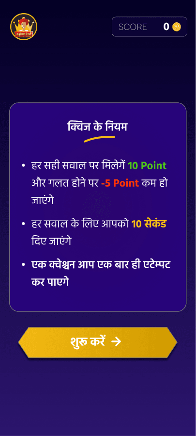 The rules screen before any question has been answered