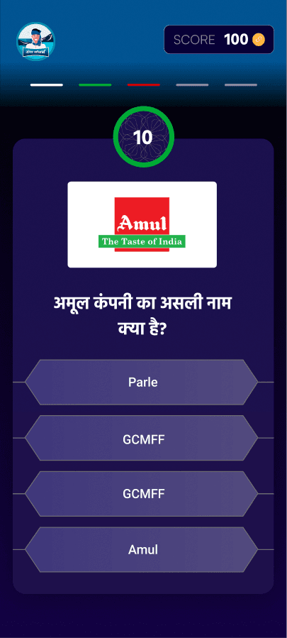 A quiz question under the blue team's header