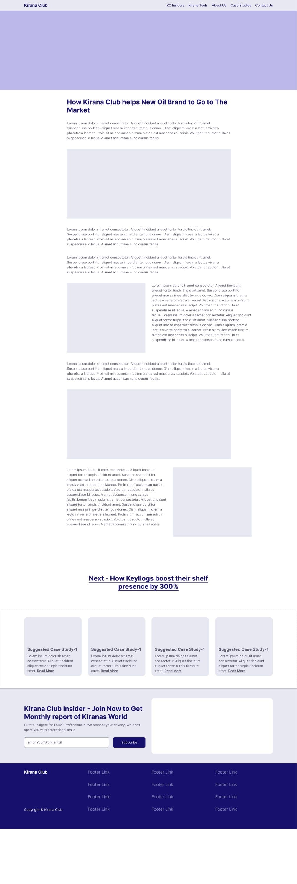 Article template wireframe