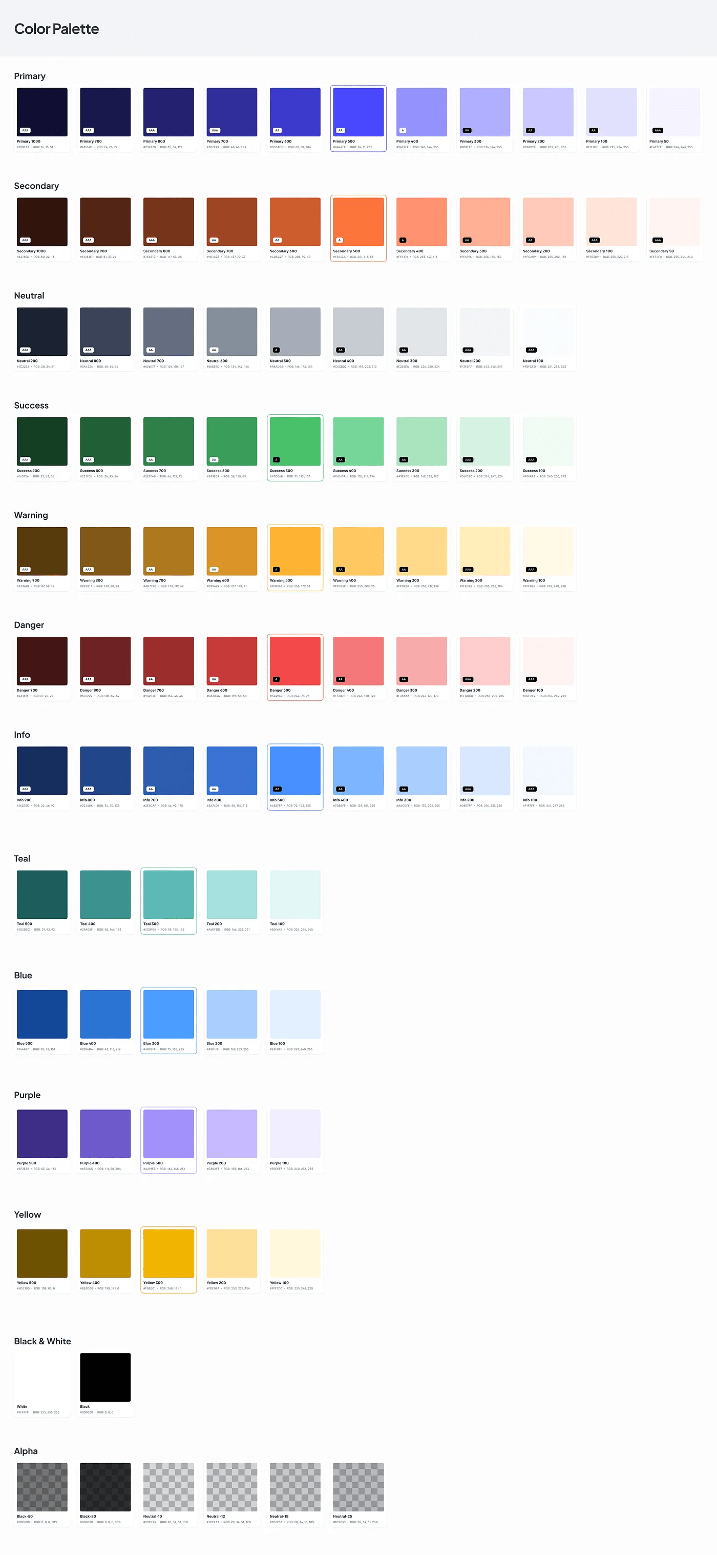 Leap color palette and semantic color scales