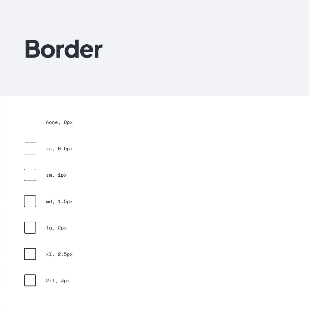 Border thickness tokens